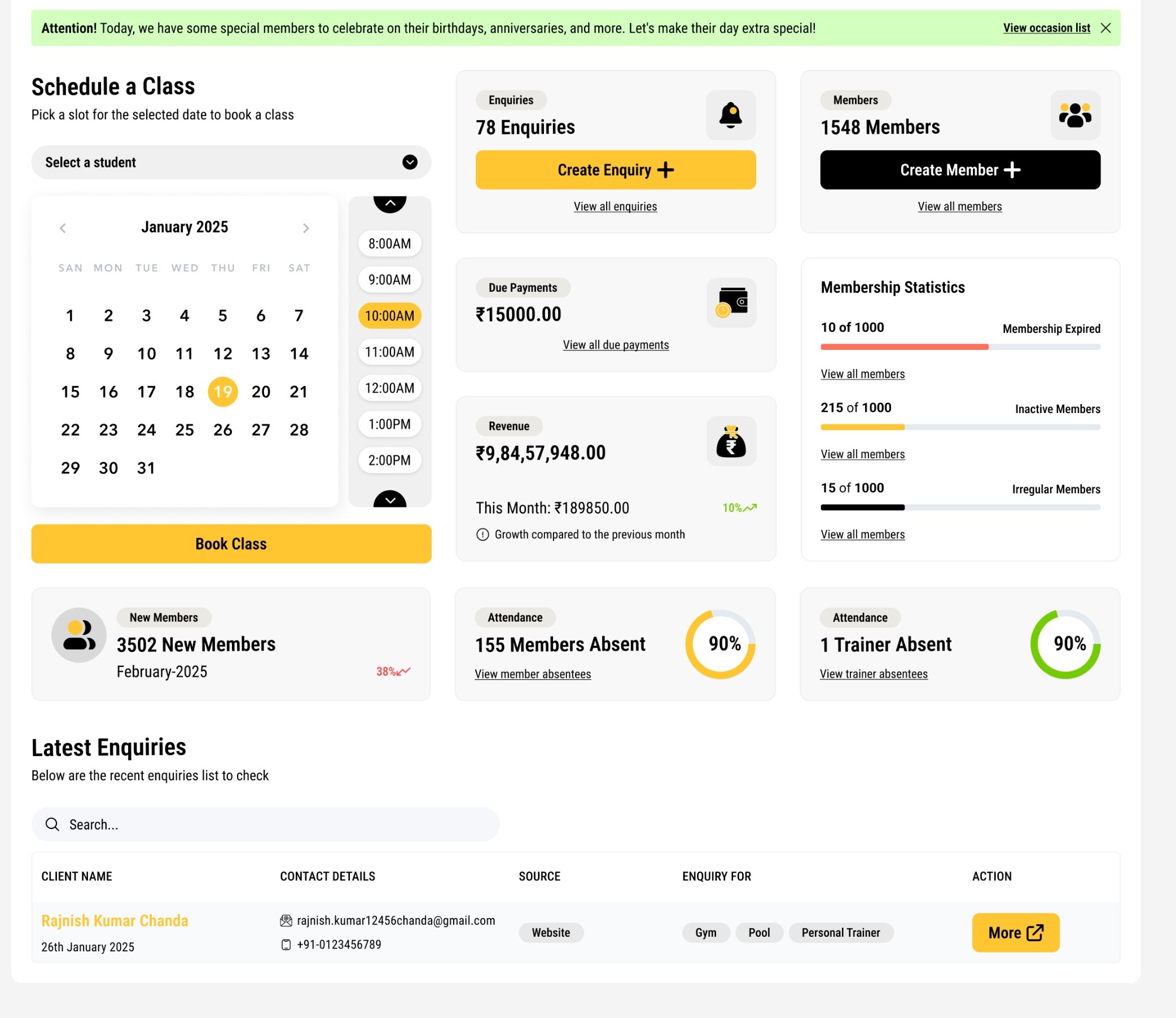 CALENDAR AND BOOKING